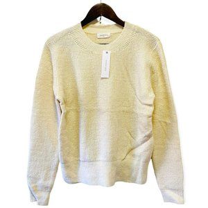 Sophie Rue Women's Size Large Crew Neck Long Sleeve Waffle Knit Sweater Ecru